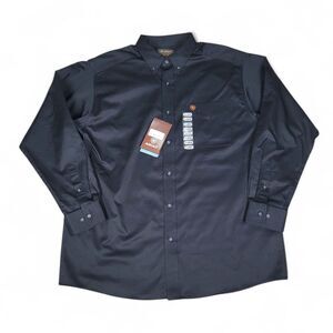 Ariat Solid Twill Classic Fit Shirt Men's XL Black Long Sleeve Button Down NWT